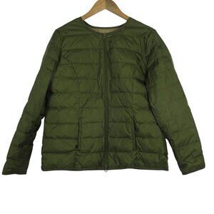J Jill Down Puffer Jacket Full Zip Womens M Quilted Lightweight Olive Green $169
